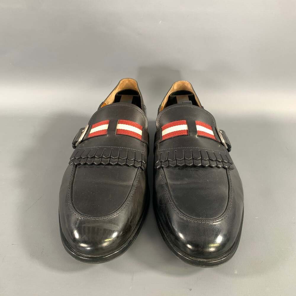BALLY Size 7 5 Black Red white Leather Eyelash Loafers - Picture 4 of 8